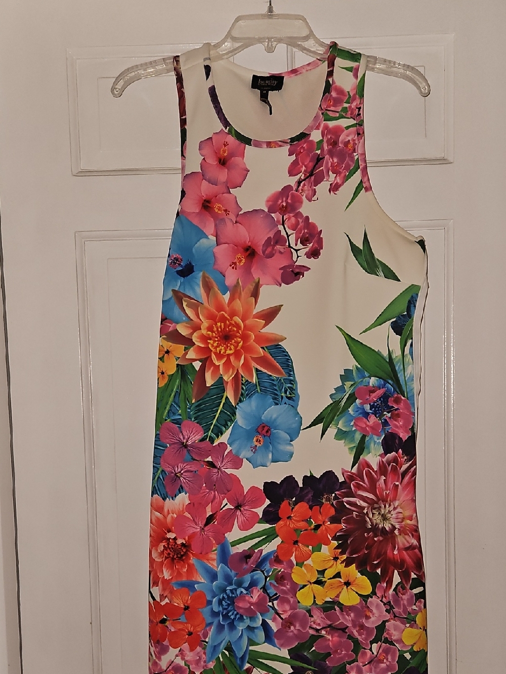 Laundry By Shelli Segal Cream Floral Midi Dress with Multicolor Blooms